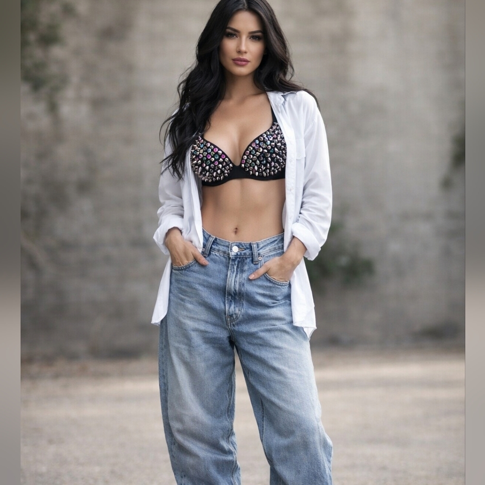 Multi-Color Jewel Studded Bra - image 1